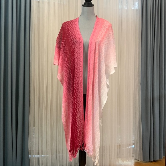 Missoni Accessories - MISSONI cape poncho scarf fringed cotton knit pink ombré women